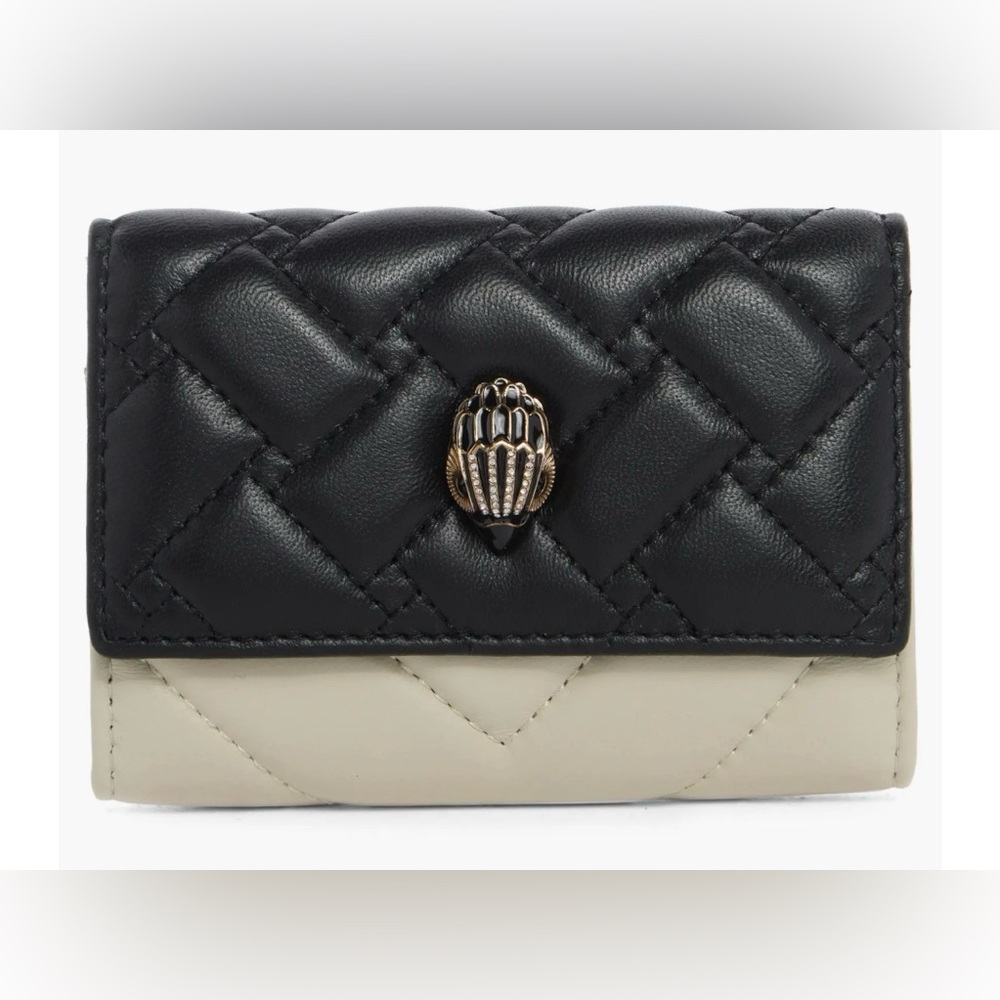 NWOT Kurt Geiger Black and Cream Quilted Women’s Trifold Wallet
